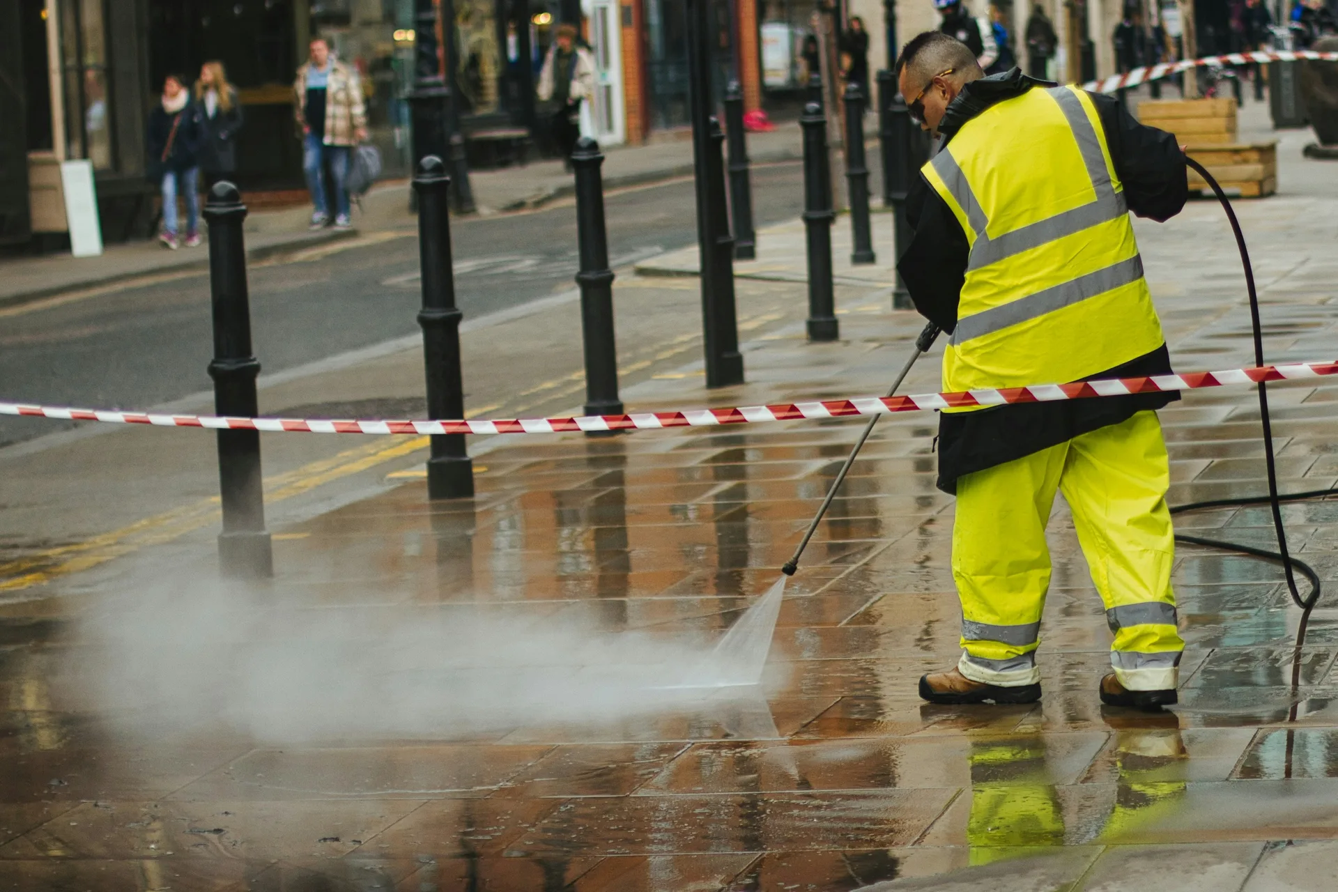 Birmingham post-construction cleanup of a newly built commercial facade