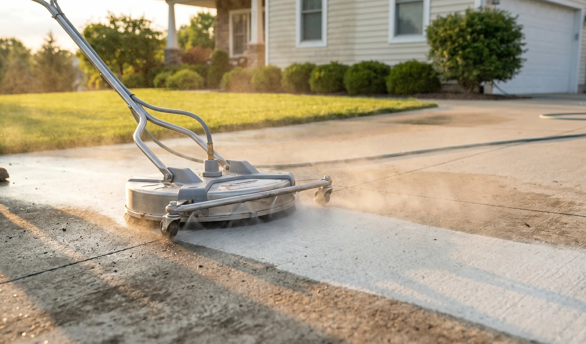Birmingham interlock pavers cleaned with rotating surface cleaner — joint sand visible