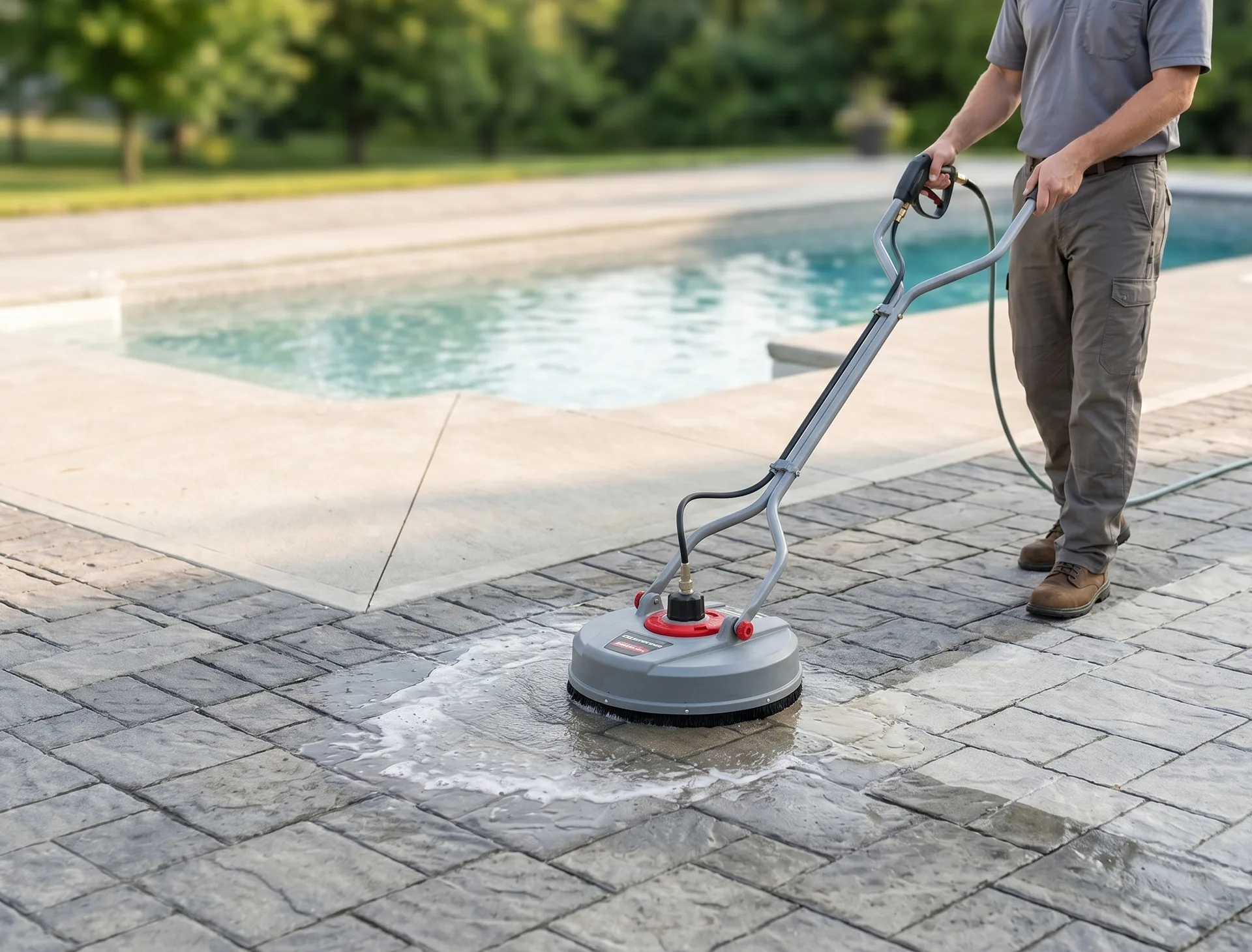 Birmingham interlock paver patio cleaned with optional joint re-sand