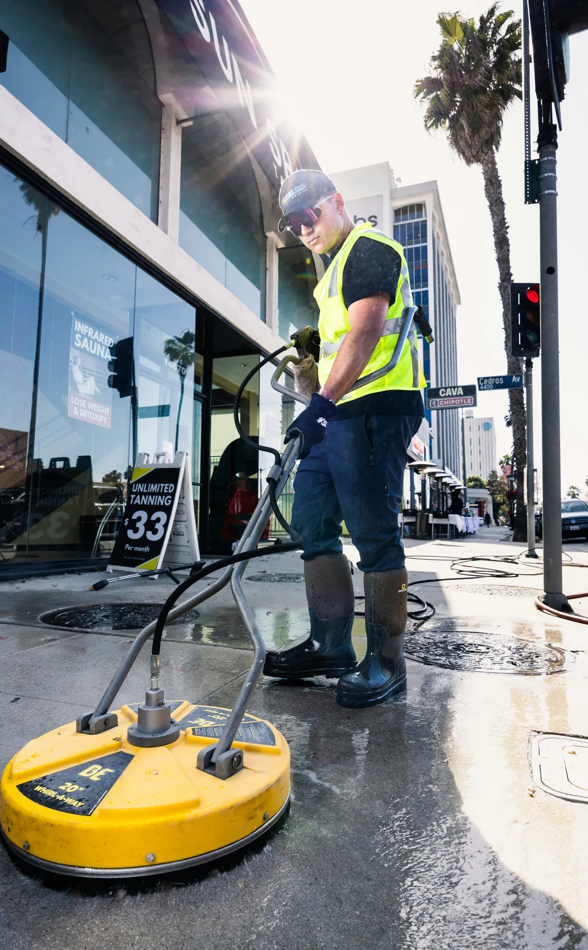 Surface cleaner pass on a Birmingham sidewalk